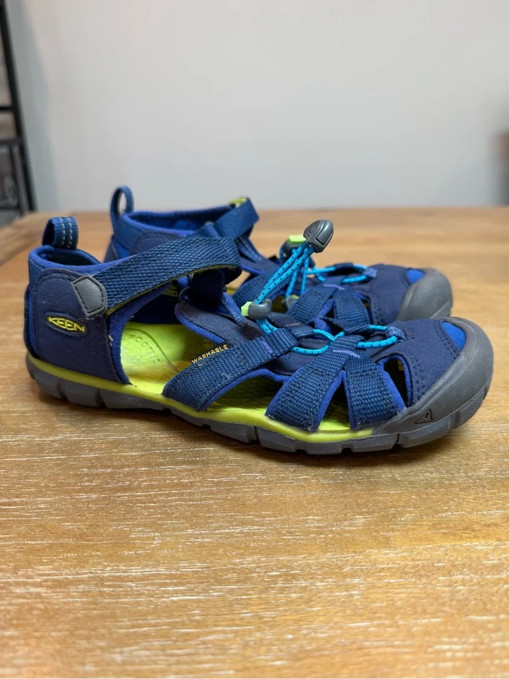 Keen Kids Seacamp II CNX Sandal Waterproof Naval Academy Chartreuse Size 3